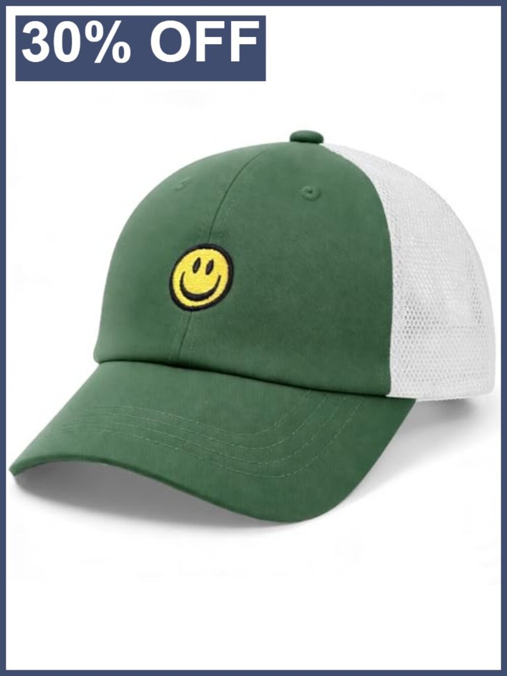 Toddler Kids Smile Face Baseball Cap Mesh Back UPF 50+ Adjustable Trucker Hat